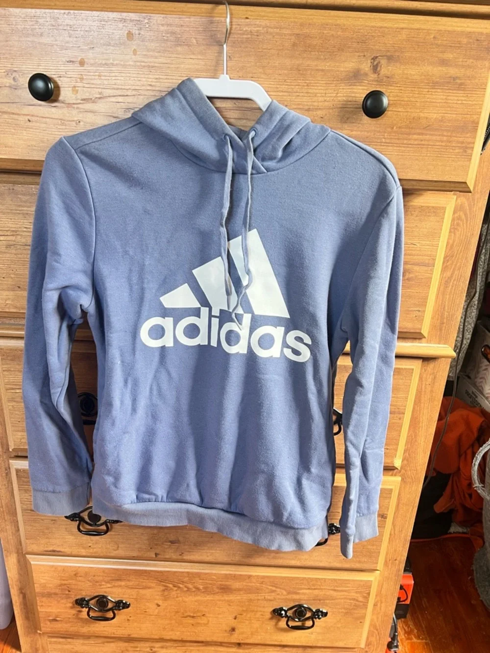 adidas Women's Indigo Hoodie with White Logo - Picture 3 of 4